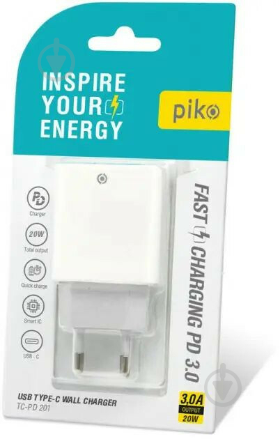 Зарядное устройство Piko 20W Type-C (TC PD-201) белый - фото 2