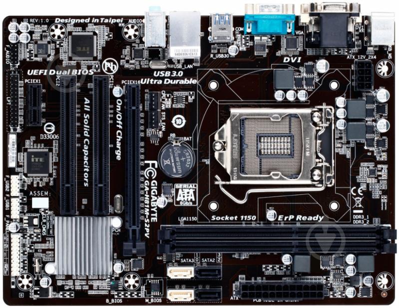 Материнская плата Gigabyte GA-H81M-S2PV (Socket 1150, Intel H81, mirco ATX) - фото 1