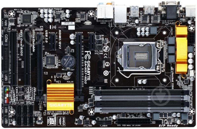 Материнська плата Gigabyte GA-H97-HD3 (Socket 1150, Intel H97, ATX) - фото 1 Материнська плата Gigabyte GA-H97-HD3 (Socket 1150, Intel H97, ATX) - фото 1