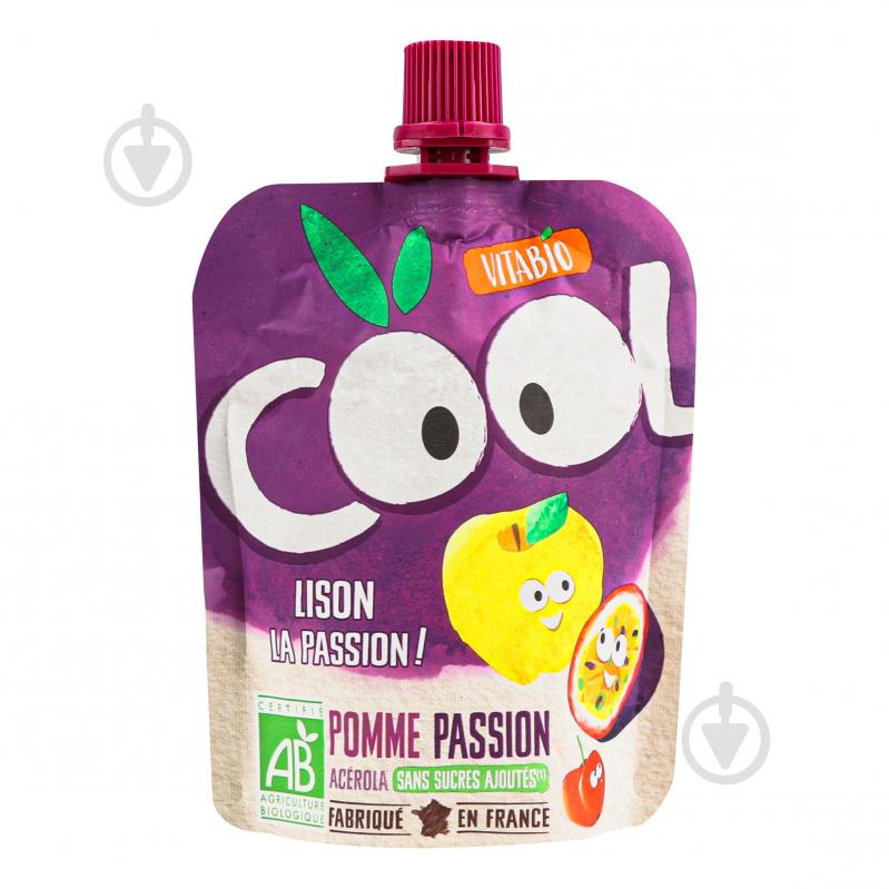 Пюре органическое Vitabio Cool Fruits с яблоком и маракуей 90 г - фото 1