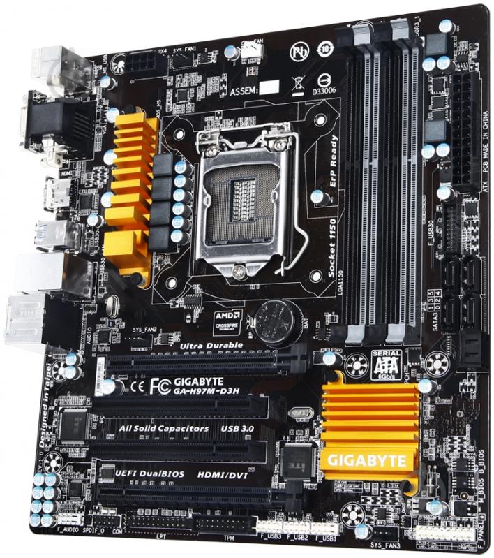 Материнская плата Gigabyte GA-H97M-D3H (Socket 1150, Intel H97, mirco ATX) - фото 2