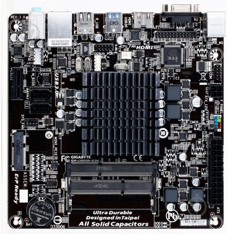 Материнська плата Gigabyte GA-J1900N-D2H (Integrated CPU, SoC, mini ITX) - фото 1