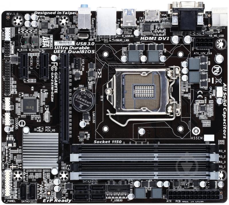 Материнская плата Gigabyte GA-Z97M-DS3H (Socket 1150, Intel Z97, mirco ATX) - фото 1