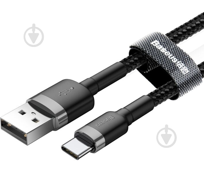 Кабель BASEUS Cafule USB to Type-C 3A (CATKLF-BG1) 1 м черный (491798) - фото 4