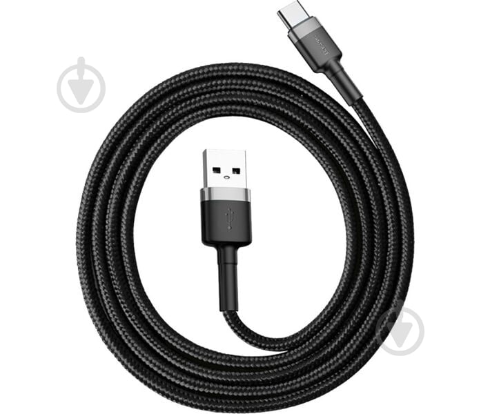 Кабель BASEUS Cafule USB to Type-C 3A (CATKLF-BG1) 1 м черный (491798) - фото 3