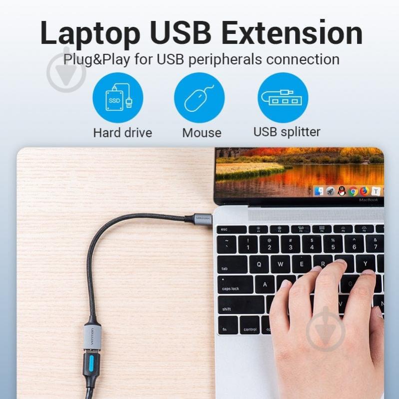 Переходник USB Vention 0,15 м черный (CCXHB) - фото 8