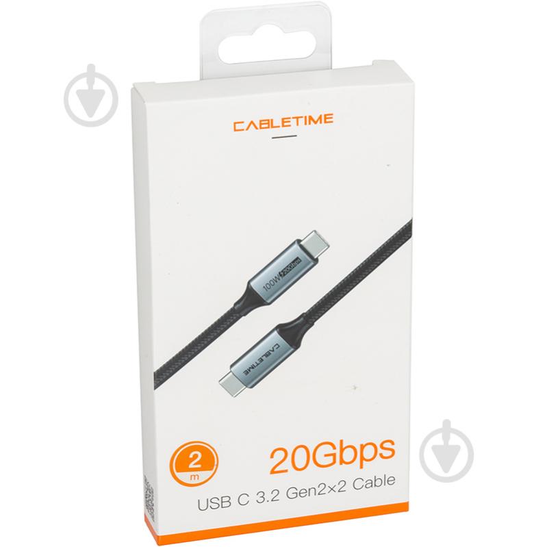 Кабель CableTime Cabletime USB3.1, USB-C - USB-C, 20Gbps, 100W, 20V/ 5A, 4K/ 60HZ, 2м 2 м black (CA914234) - фото 4