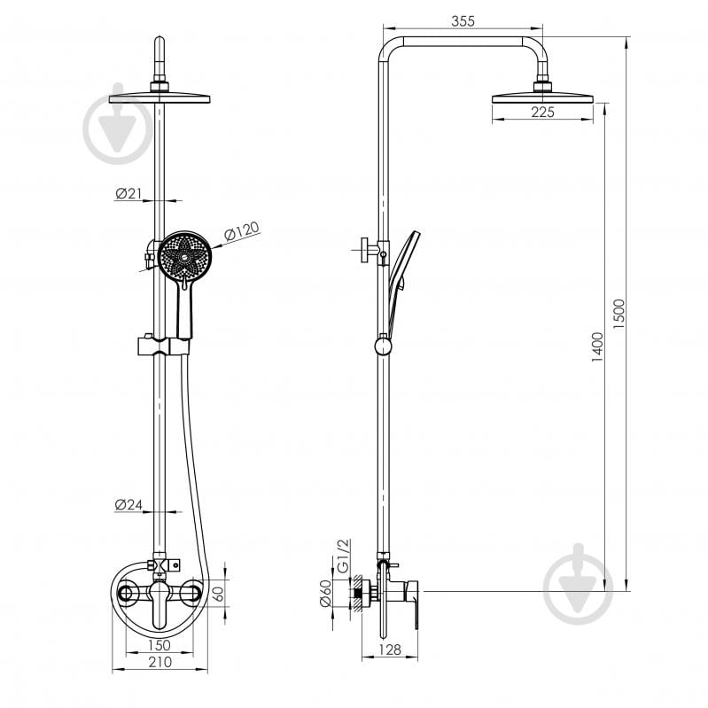 Душевая система Imprese MODUS B с смесиьелем , хром - фото 4
