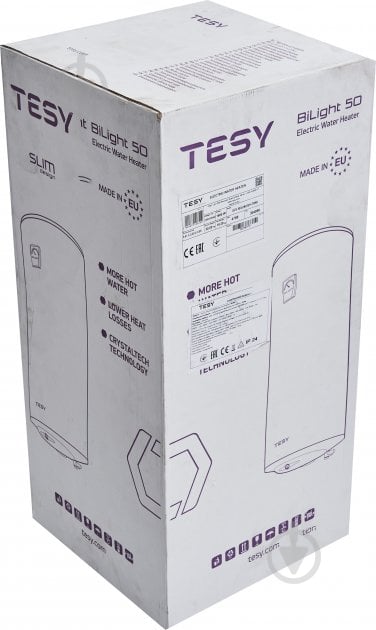 Бойлер Tesy Anticalc SLIM GCV 503516D D06 TS2RC(50л/ТЕН-сух(2х0,8 кВт))0,81х0,35м - фото 10