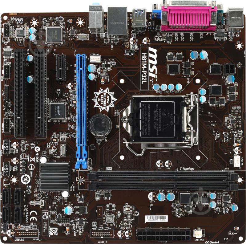 Материнская плата MSI H81M-P32L (Socket 1150, Intel H81, mirco ATX) - фото 1