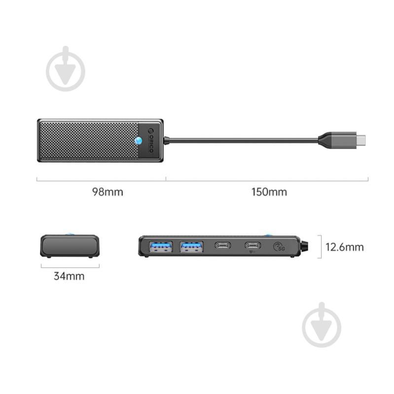 USB-хаб Orico PAPW Series 4-Port USB3.0 (PAPW2AC-C3-015-BK-EP) - фото 2