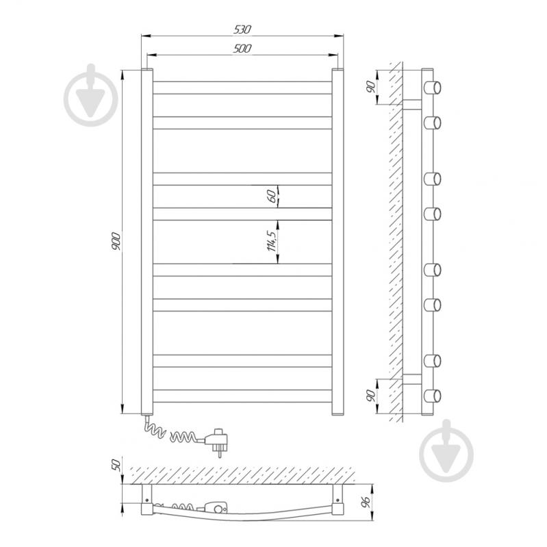 Полотенцесушитель Laris Атлант ЧФ8 500х900 Е Л 73207410 - фото 5