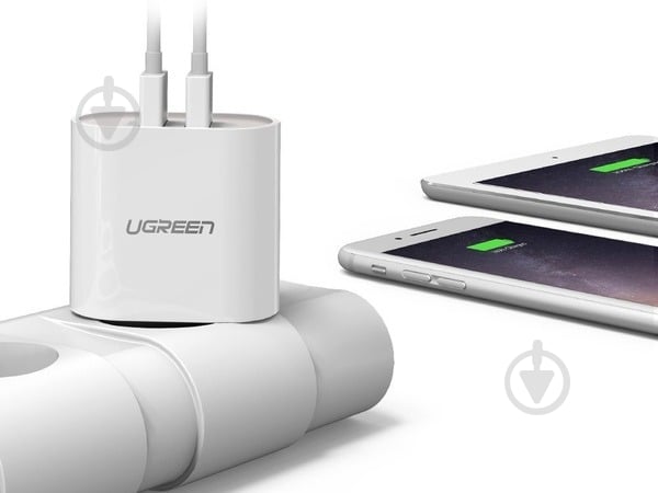 Зарядний пристрій UGREEN CD104 2xUSB 3.4 A Charger White - фото 4