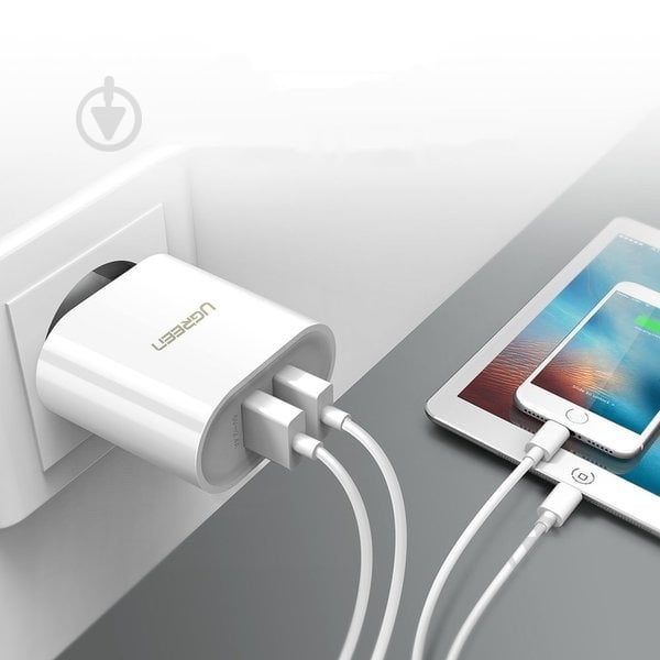 Зарядний пристрій UGREEN CD104 2xUSB 3.4 A Charger White - фото 5