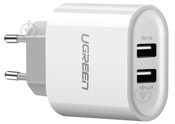 Зарядний пристрій UGREEN CD104 2xUSB 3.4 A Charger White - фото 1