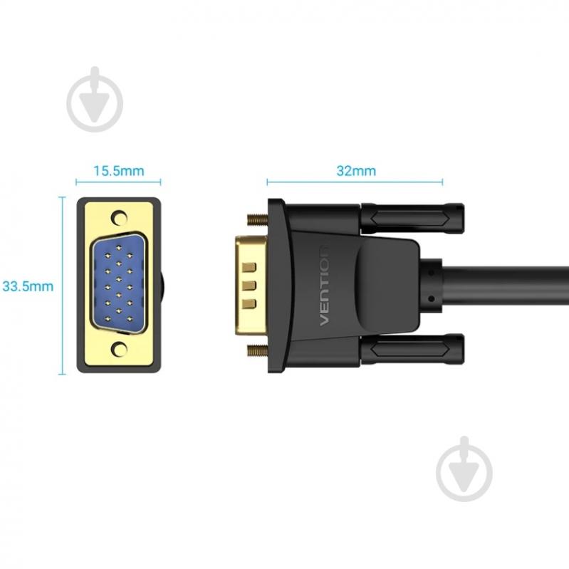 Кабель Vention 1,5 м чорний (DAEBG) - фото 4