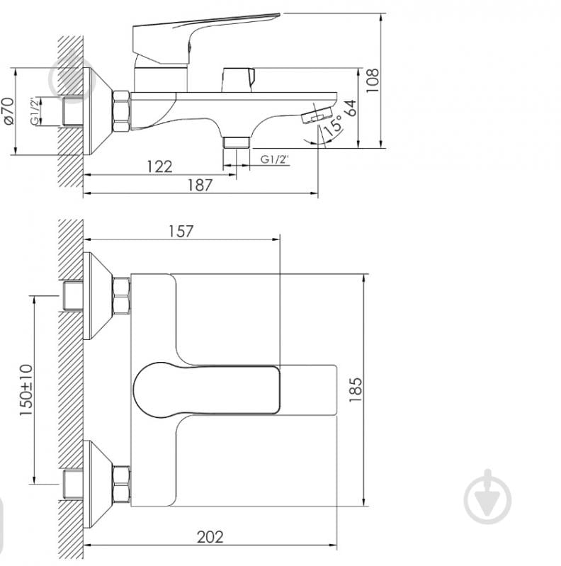 Змішувач для ванни Imprese LORETA, чорний матовий - фото 2 Змішувач для ванни Imprese LORETA, чорний матовий - фото 2