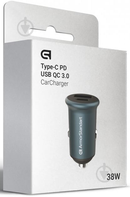 Автомобільний зарядний пристрій Armorstandart USB Type-C PD20W + USB QC 3.0 Grey (ARM65439) - фото 2