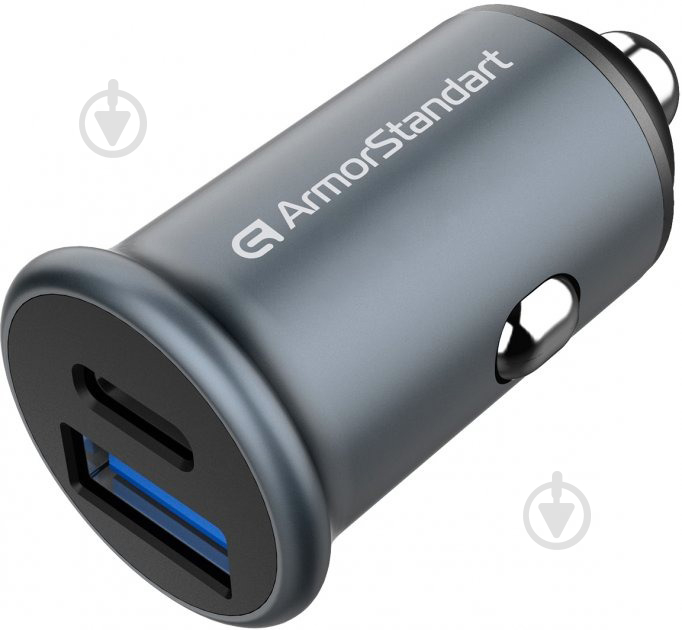 Автомобільний зарядний пристрій Armorstandart USB Type-C PD20W + USB QC 3.0 Grey (ARM65439) - фото 1