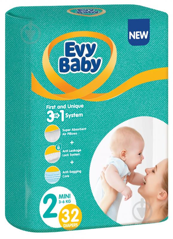 Подгузники Evy Baby Mini 2 3-6 кг 32 шт. - фото 1