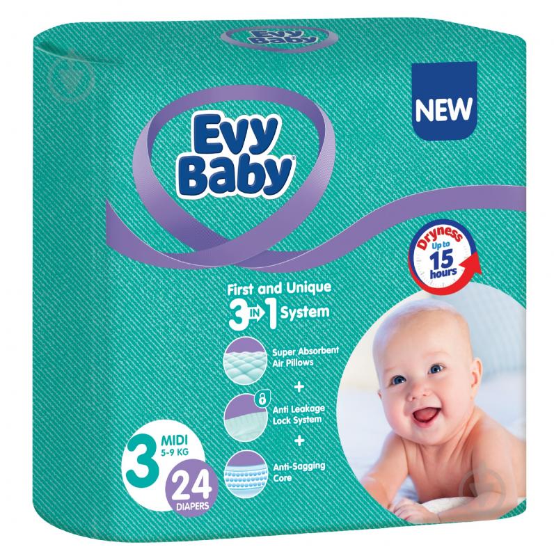 Подгузники Evy Baby Midi 3 5-9 кг 24 шт. - фото 1