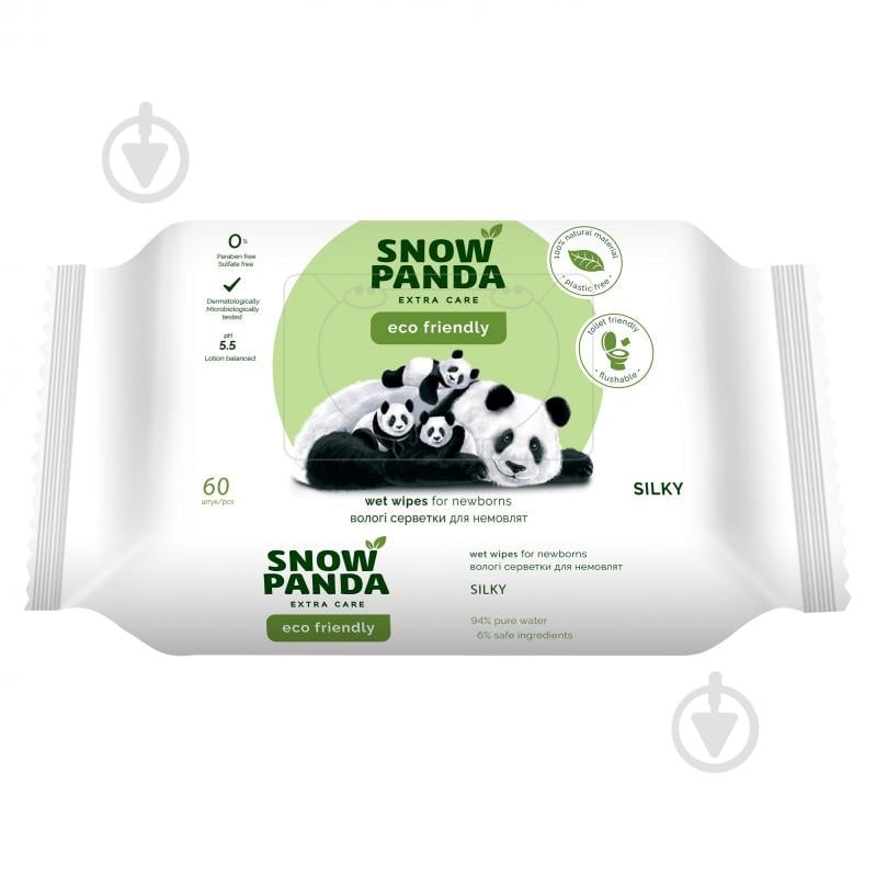 Дитячі вологі серветки Сніжна Панда Extra Care Silky 60 шт. - фото 1
