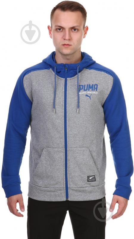 Толстовка Puma STYLE Tec FZ Hoody TR 59193410 р. M серый - фото 1