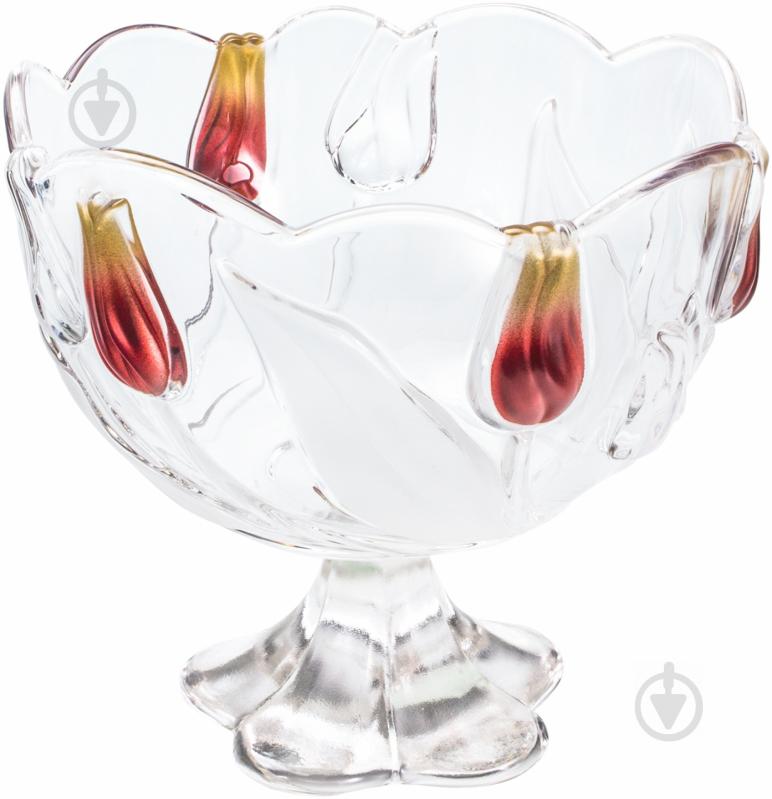 Фруктовниця на ніжці Nadinе Satin Red Gold WG 21 см w6135 Walther Glass - фото 1