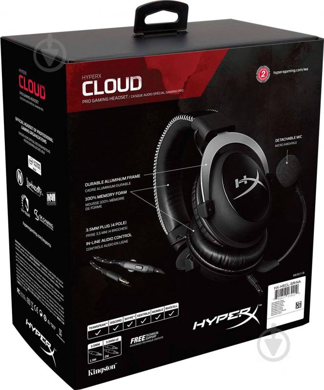 Гарнитура Kingston HyperX Cloud Pro Gaming Headset silver HX-HSCL-SR/NA - фото 9