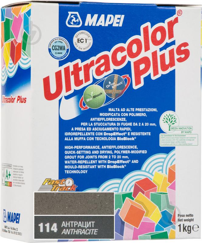 Фуга Mapei Ultracolor Plus 114 1 кг антрацит - фото 1