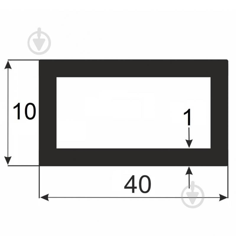 Труба прямокутна алюмінієва АЛЮПРО гладкий 10x40x1 мм 3000 мм анодована - фото 2
