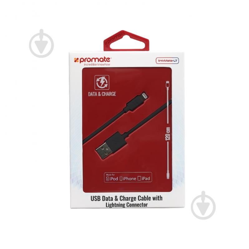 Кабель Promate LinkMate-LT Lightning-USB 1,2 м черный (linkmate-lt.black) - фото 10