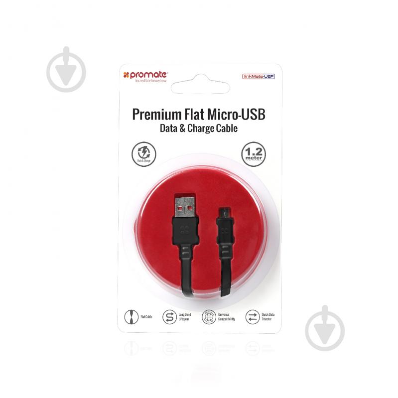 Кабель Promate LinkMate-U2F USB - microUSB 1,2 м черный (linkmate-u2f.black) - фото 6 Кабель Promate LinkMate-U2F USB - microUSB 1,2 м черный (linkmate-u2f.black) - фото 6