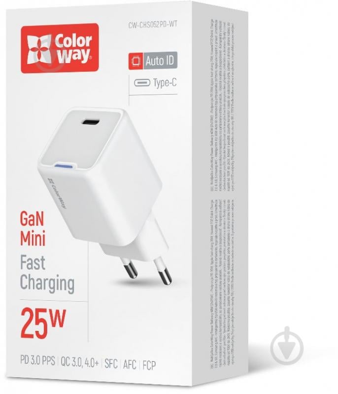 Сетевое зарядное устройство ColorWay GaN Mini 25W PD USB-C white - фото 13 Сетевое зарядное устройство ColorWay GaN Mini 25W PD USB-C white - фото 13