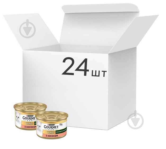 Консерва для котів Gourmet by Purina Gold Соковита насолода з лососем 24 шт. 85 г - фото 1