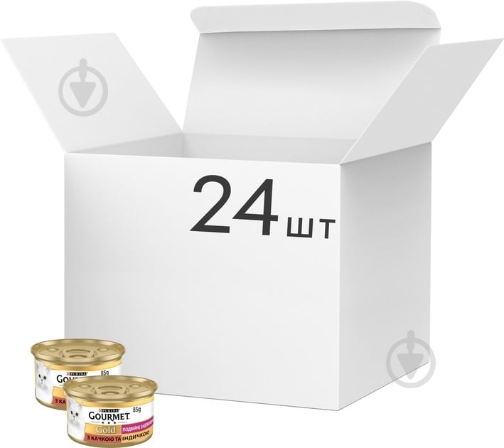 Консерва для котів Gourmet by Purina Gold Подвійне задоволення з качкою та індичкою 24 шт. 85 г - фото 1