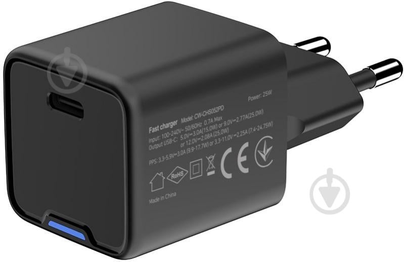 Мережевий зарядний пристрій ColorWay GaN Mini 25W PD USB-C black - фото 2 Мережевий зарядний пристрій ColorWay GaN Mini 25W PD USB-C black - фото 2