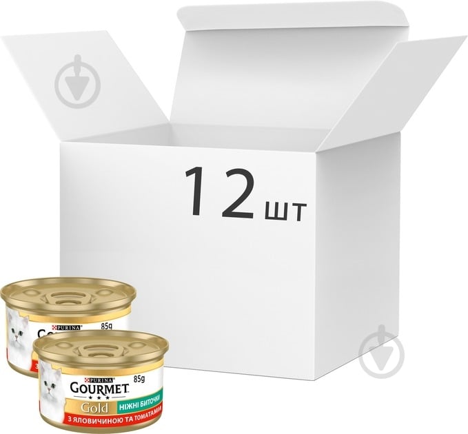 Консерва для котів Gourmet by Purina Gold Ніжні биточки з яловичиною і томатами 12 шт. 85 г - фото 1