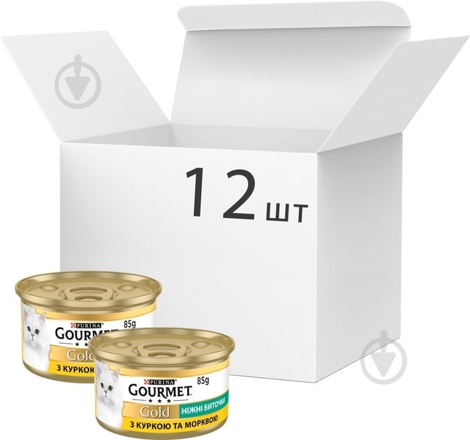 Консерва для котів Gourmet by Purina Gold ніжні биточки з куркою і морквою 12 шт. 85 г - фото 1