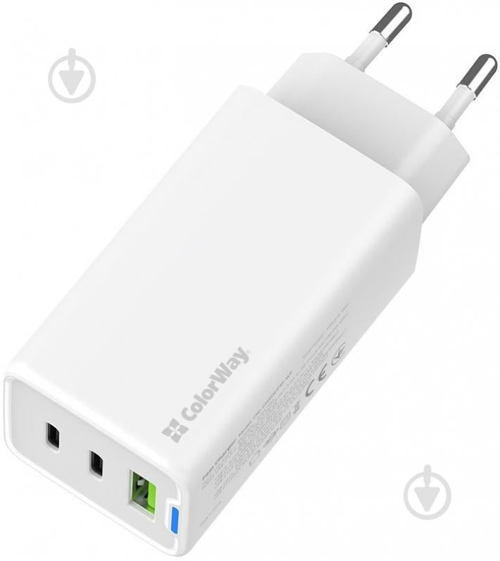Сетевое зарядное устройство ColorWay GaN Mini 65W PD Port PPS USB (USB-2C1A) белый (CW-CHS058PD-WT) - фото 4
