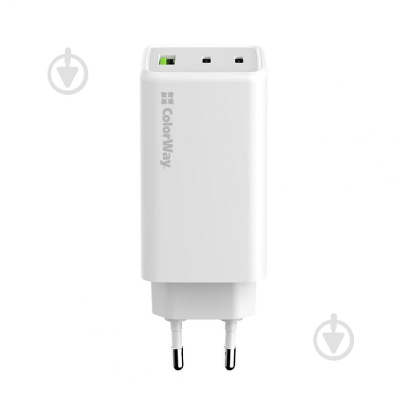 Мережевий зарядний пристрій ColorWay GaN Mini 100W PD Port PPS USB (USB-2C1A) білий (CW-CHS061PD-WT) - фото 2 Мережевий зарядний пристрій ColorWay GaN Mini 100W PD Port PPS USB (USB-2C1A) білий (CW-CHS061PD-WT) - фото 2