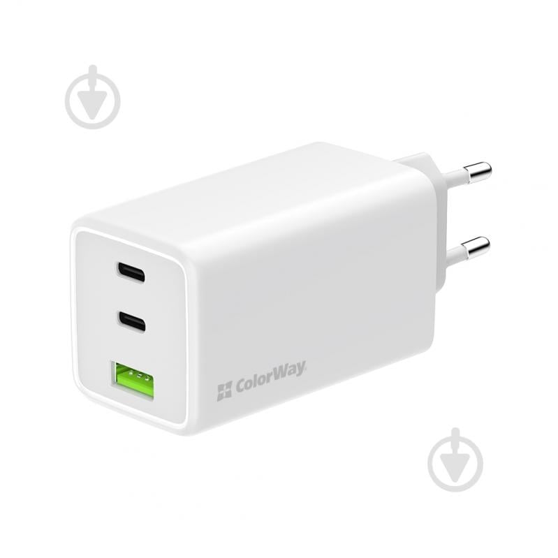 Мережевий зарядний пристрій ColorWay GaN Mini 100W PD Port PPS USB (USB-2C1A) білий (CW-CHS061PD-WT) - фото 3 Мережевий зарядний пристрій ColorWay GaN Mini 100W PD Port PPS USB (USB-2C1A) білий (CW-CHS061PD-WT) - фото 3