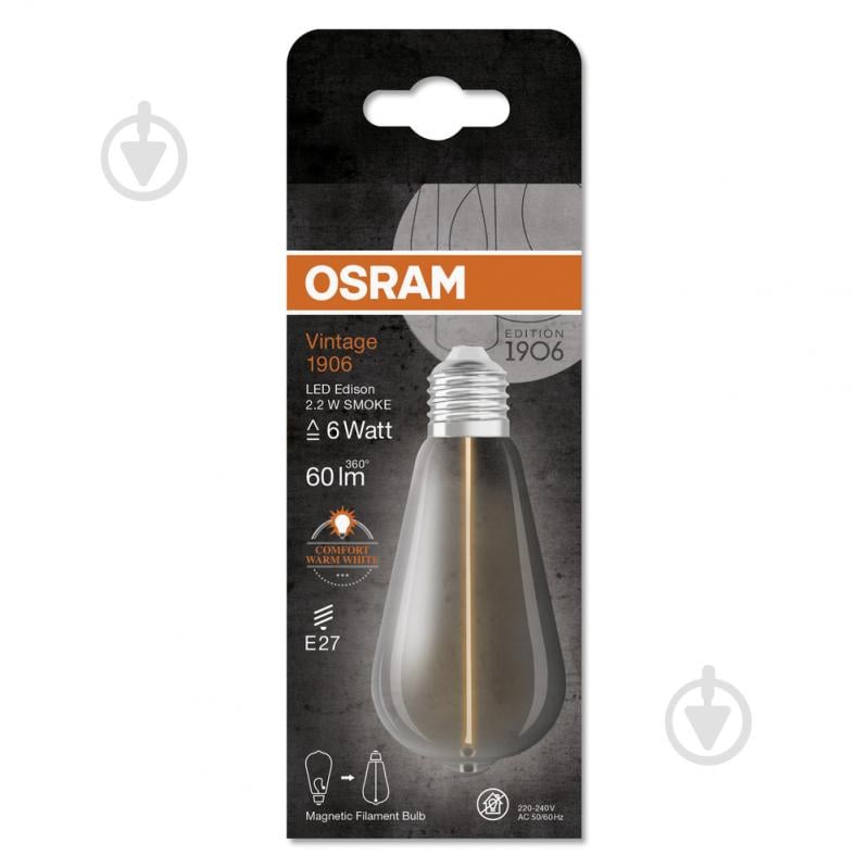 Лампа світлодіодна Ledvance FIL Osram SM Magnet ST64 2,2 Вт E27 1800 К 220 В матова - фото 3