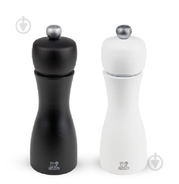 Млинок для перцю з сільничкою Peugeot Tahiti Duo Noir 15см black/white - фото 1