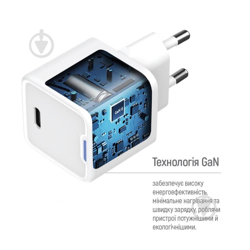 Зарядное устройство ColorWay GaN Mini 20W PD Port PPS USB-C белое cable Lightning (CW-CHS059PDL-WT) - фото 6 Зарядное устройство ColorWay GaN Mini 20W PD Port PPS USB-C белое cable Lightning (CW-CHS059PDL-WT) - фото 6