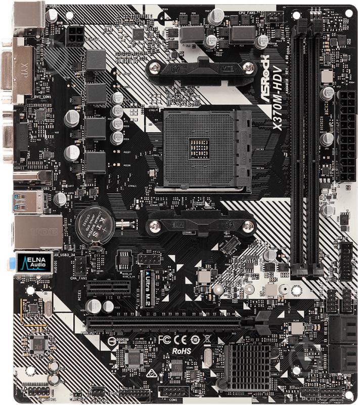 Материнская плата ASRock X370M-HDV R4.0 (Socket AM4, AMD X370, mirco ATX) - фото 2