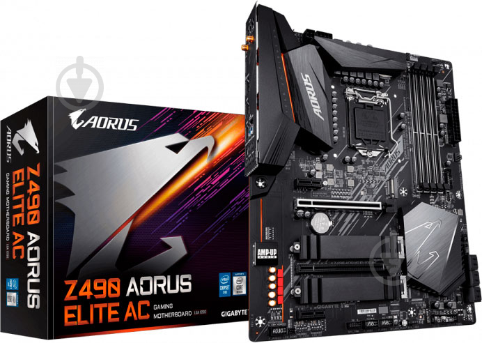 Материнская плата Gigabyte Z490 AORUS ELITE AC (Socket 1200, Intel Z490, ATX) - фото 1