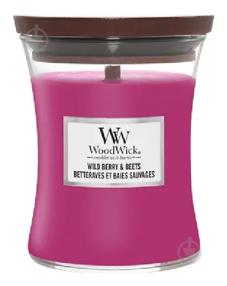 Свічка ароматична Woodwick Medium Wild Berry & Beets (Лісові Ягоди та Буряк) 275 г - фото 1