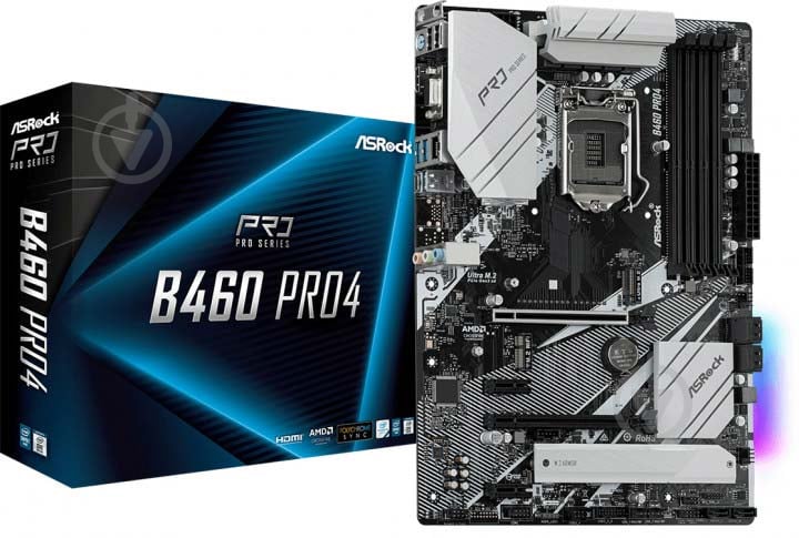 Материнська плата ASRock B460 Pro4 (Socket 1200, Intel B460, ATX) - фото 1