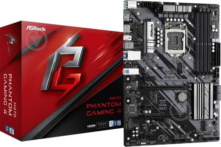 Материнська плата ASRock H470 Phantom Gaming 4 (Socket 1200, Intel H470, ATX) - фото 1